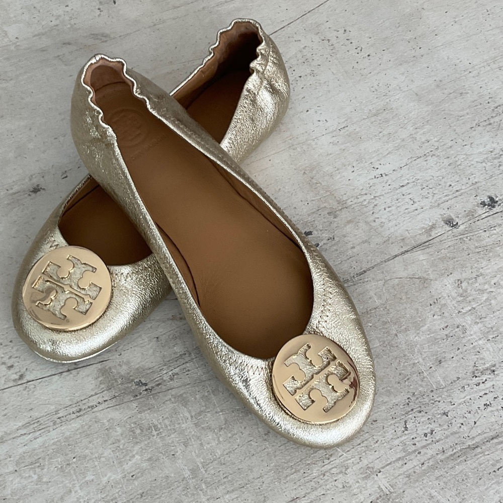 Tory Burch Metallic Gold Flats